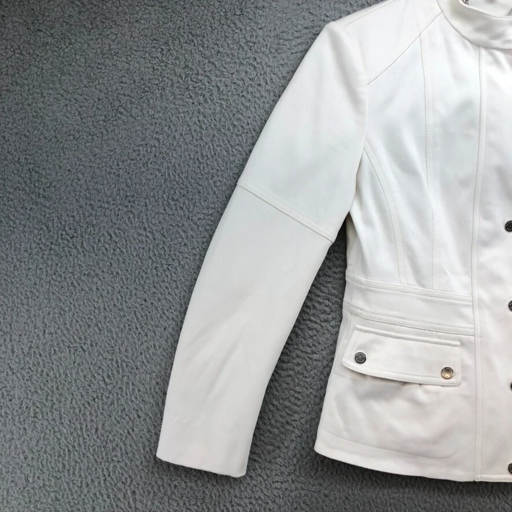 Belstaff Moto Biker Jacket Womens 40 Medium White Edgy Bold Urban Teacher Office